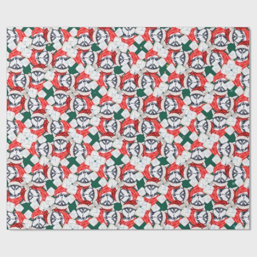 シベリアおもしろいハスキーのクリスマスパターン ラッピングペーパー (フラット)