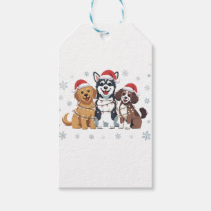 シベリアおもしろいハスキー犬の恋人クリスマスツリー ギフトタグ