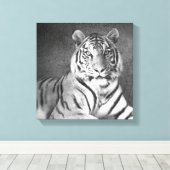シベリアのタイガーアートin白黒 – キャンバス (インサイチュ (ウッドフロア))