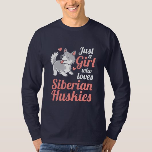 シベリアのハスキーが大好きな女の子 Tシャツ (正面)