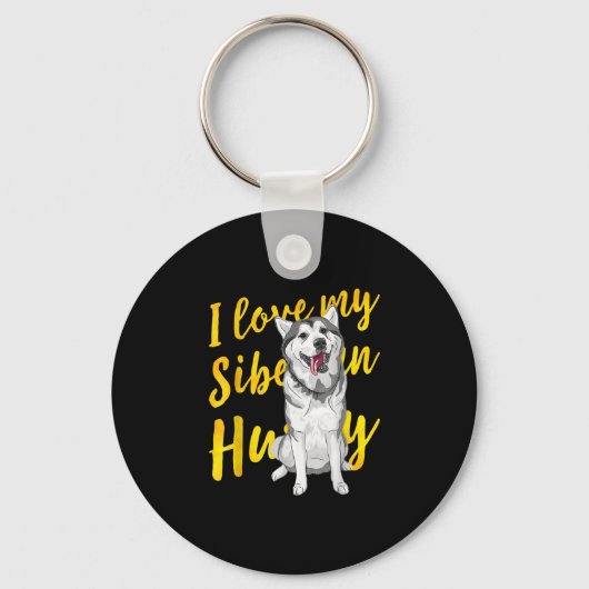 シベリアのハスキーが大好き | Snow Dog Lover Gift キーホルダー (正面)