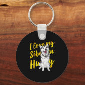 シベリアのハスキーが大好き | Snow Dog Lover Gift キーホルダー (正面)
