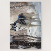 シベリアのハスキーが雪のクリスマスを過ごす ジグソーパズル (縦)