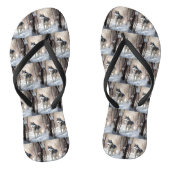 シベリアのハスキーが雪のクリスマスを過ごす ビーチサンダル (ソール)
