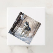 シベリアのハスキーが雪のクリスマスを過ごす フェイバータグ (インサイチュ)