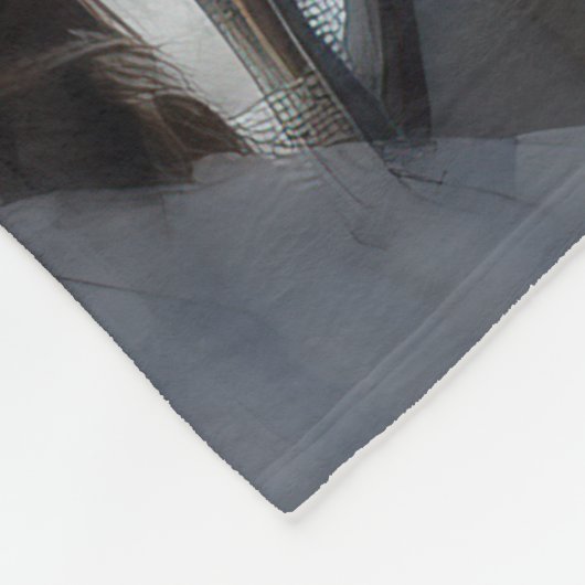 シベリアのハスキーが雪のクリスマスを過ごす フリースブランケット (角)