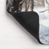 シベリアのハスキーが雪のクリスマスを過ごす マウスパッド (コーナー)