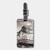 シベリアのハスキーが雪のクリスマスを過ごす ラゲッジタグ (正面縦)