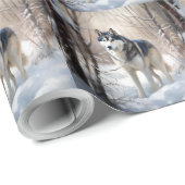 シベリアのハスキーが雪のクリスマスを過ごす ラッピングペーパー (ロールコーナー)