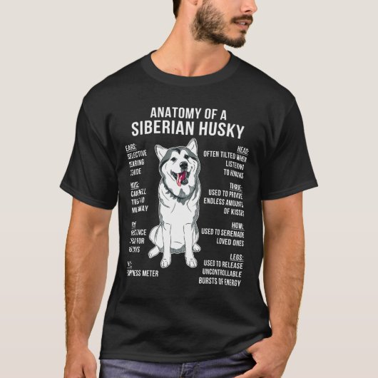シベリアのハスキーなおもしろい犬恋人の贈り物の解剖学 Tシャツ (正面)