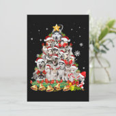 シベリアのハスキーなクリスマスツリーのライト |犬のクリスマス シーズンカード (スタンド正面)