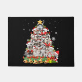 シベリアのハスキーなクリスマスツリーのライト |犬のクリスマス ドアマット (正面)