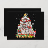 シベリアのハスキーなクリスマスツリーのライト |犬のクリスマス 案内ポストカード (正面/裏面)