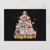 シベリアのハスキーなクリスマスツリーのライト |犬のクリスマス 案内ポストカード (正面)