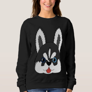 シベリアのハスキーな子犬のパターンのステッカー スウェットシャツ