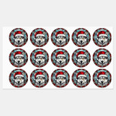 シベリアのハスキーのステンドグラスのクリスマス ラベル (シート)