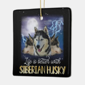 シベリアのハスキーの方が生活が好い セラミックオーナメント (左)