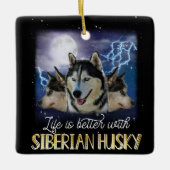 シベリアのハスキーの方が生活が好い セラミックオーナメント (正面)