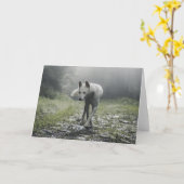シベリアのハスキーの白いグリーティングカード カード (黄色い花)
