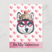 シベリアのハスキーは私のバレンタインデー シーズンポストカード (正面)
