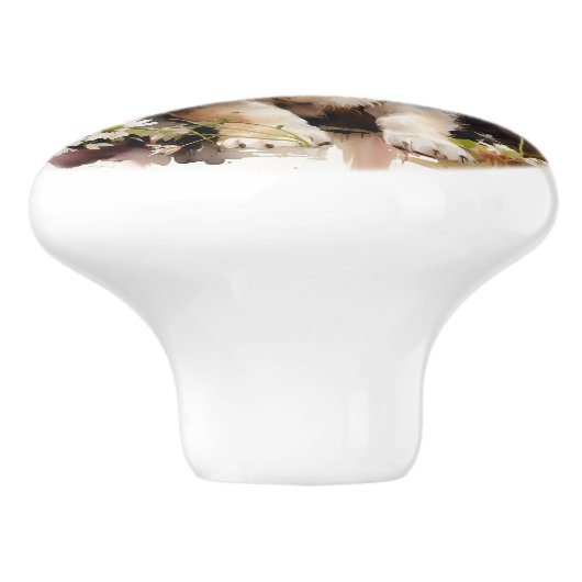 シベリアのハスキーまたは自分のかわいい犬の子犬を追加 セラミックノブ (側面)