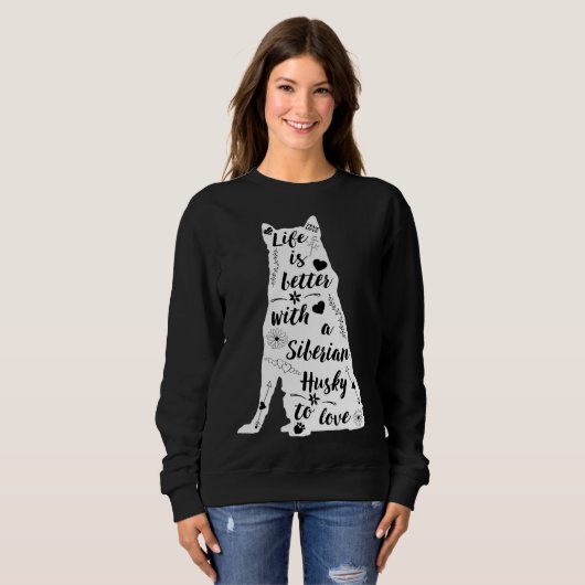 シベリアのハスキーを愛すると命が伸びる スウェットシャツ (正面フル)