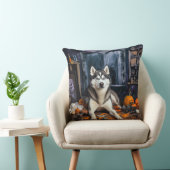 シベリアのハスキーカボチャのハロウィーン怖い クッション (椅子)