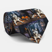 シベリアのハスキーカボチャのハロウィーン怖い ネクタイ (ロール)