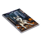 シベリアのハスキーカボチャのハロウィーン怖い ノートブック (右側)