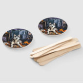 シベリアのハスキーカボチャのハロウィーン怖い ハンドファン (組立なし)