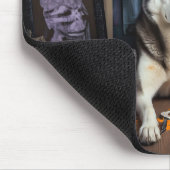 シベリアのハスキーカボチャのハロウィーン怖い マウスパッド (コーナー)