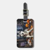 シベリアのハスキーカボチャのハロウィーン怖い ラゲッジタグ (正面縦)