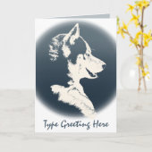 シベリアのハスキーカードマラムートハスキー挨拶カード カード (黄色い花)