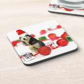 シベリアのハスキークリスマスとオーナメントギフトボックス コースター (左側)