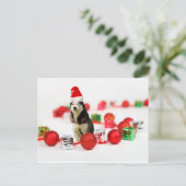 シベリアのハスキークリスマスとオーナメントギフトボックス シーズンポストカード (スタンド正面)