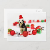 シベリアのハスキークリスマスとオーナメントギフトボックス シーズンポストカード (正面/裏面)