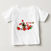 シベリアのハスキークリスマスとオーナメントギフトボックス ベビーTシャツ (正面)