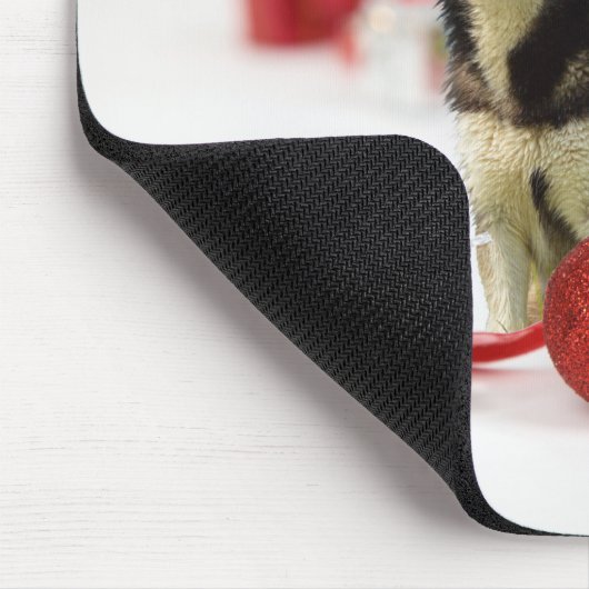 シベリアのハスキークリスマスとオーナメントギフトボックス マウスパッド (コーナー)