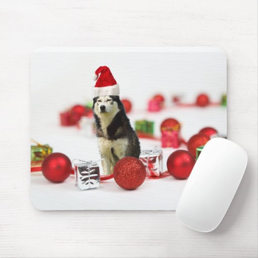 シベリアのハスキークリスマスとオーナメントギフトボックス マウスパッド (マウス)