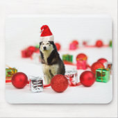 シベリアのハスキークリスマスとオーナメントギフトボックス マウスパッド (正面)