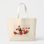 シベリアのハスキークリスマスとオーナメントギフトボックス ラージトートバッグ (正面)