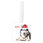 シベリアのハスキークリスマスドッグ2フォトホリデー キューブオーナメント (正面)