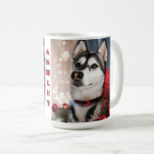 シベリアのハスキークリスマスマグ コーヒーマグカップ (正面右)
