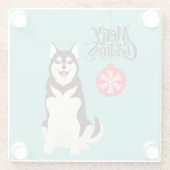 シベリアのハスキークリスマス ガラスコースター (裏面)