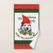シベリアのハスキークリスマス バスタオルセット (ハンドタオル)