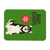 シベリアのハスキークリスマス マグネット (横)