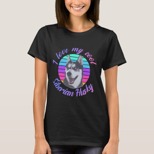 シベリアのハスキークールが大好き Tシャツ (正面)