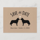 シベリアのハスキーシルエット結婚式の日付を保存 案内ポストカード (正面)