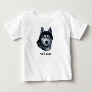 シベリアのハスキードッグペットパーソナライズされた ベビーTシャツ