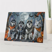 シベリアのハスキーハロウィン不気味 カード (正面)